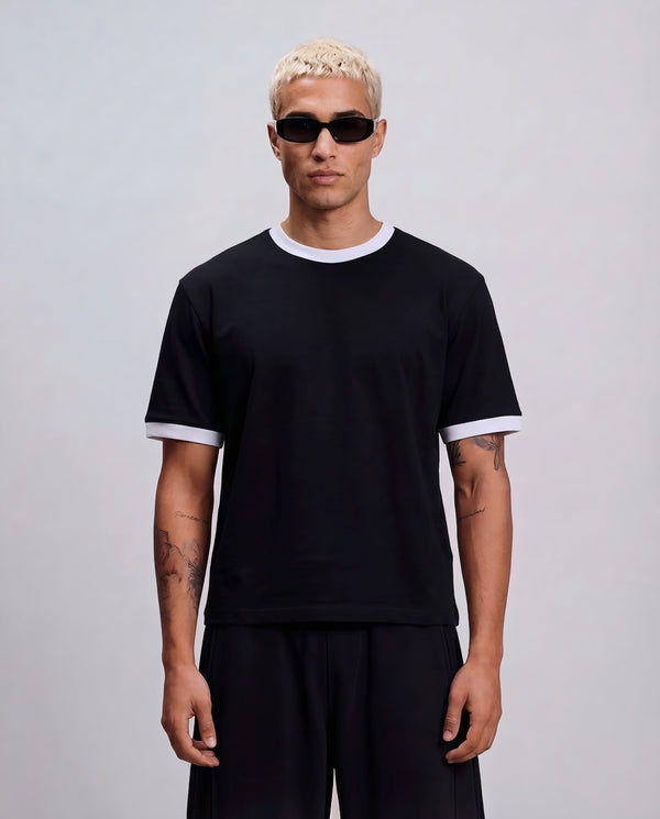 Boxy Contrast T-Shirt - Black x White