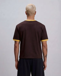 Boxy Contrast T-Shirt - Brown x Butter Yellow