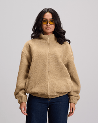 Fleece Zip-Up Jacket - Beige