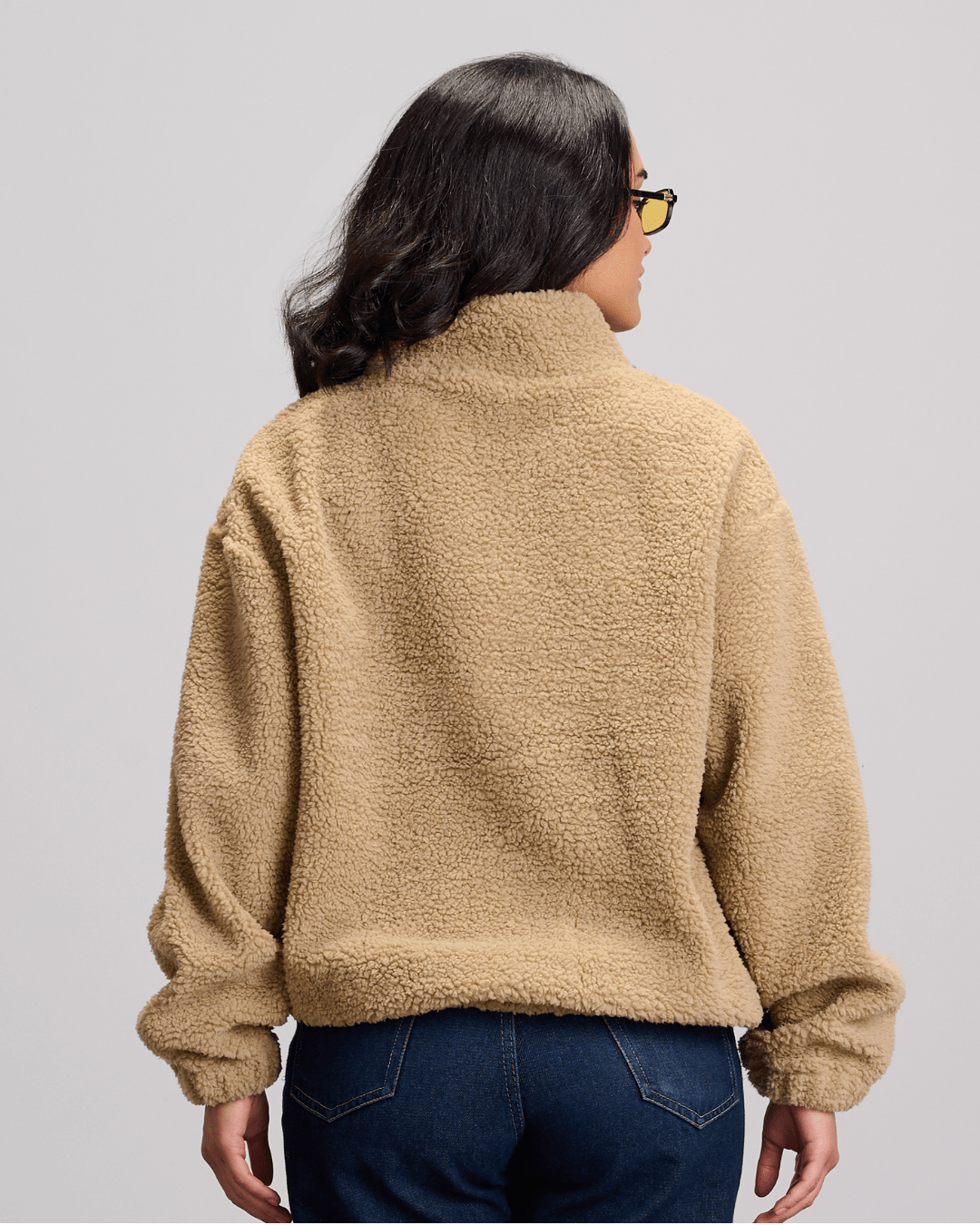 Fleece Zip-Up Jacket - Beige