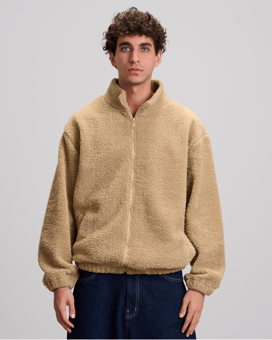 Fleece Zip-Up Jacket - Beige
