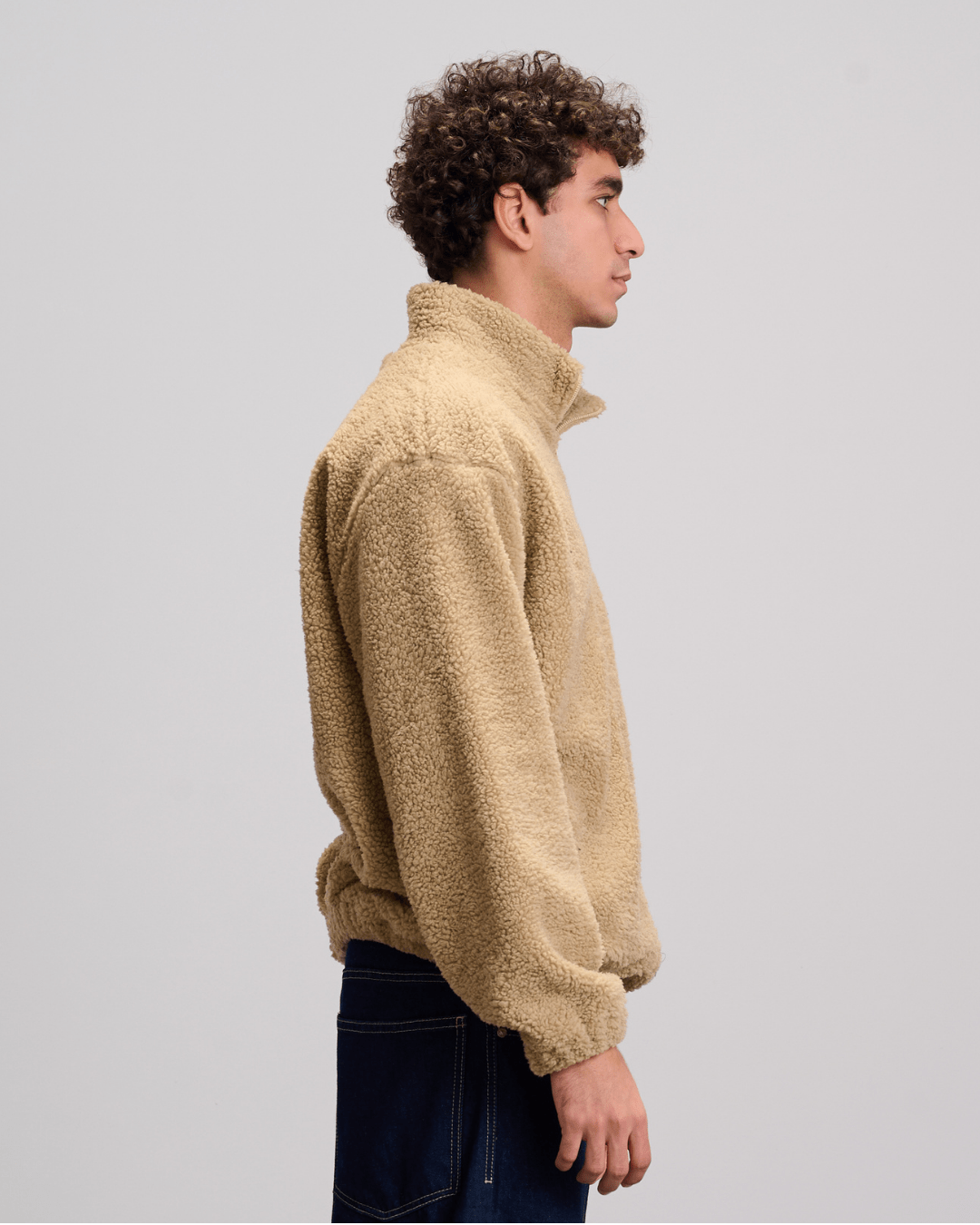 Fleece Zip-Up Jacket - Beige