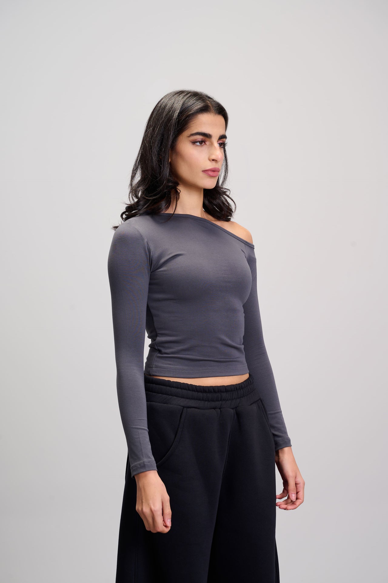Off Shoulder Top - Dark Grey