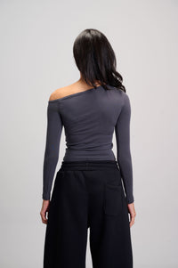 Off Shoulder Top - Dark Grey