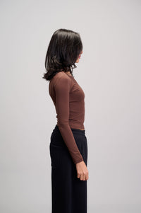 Round Neck Top - Brown