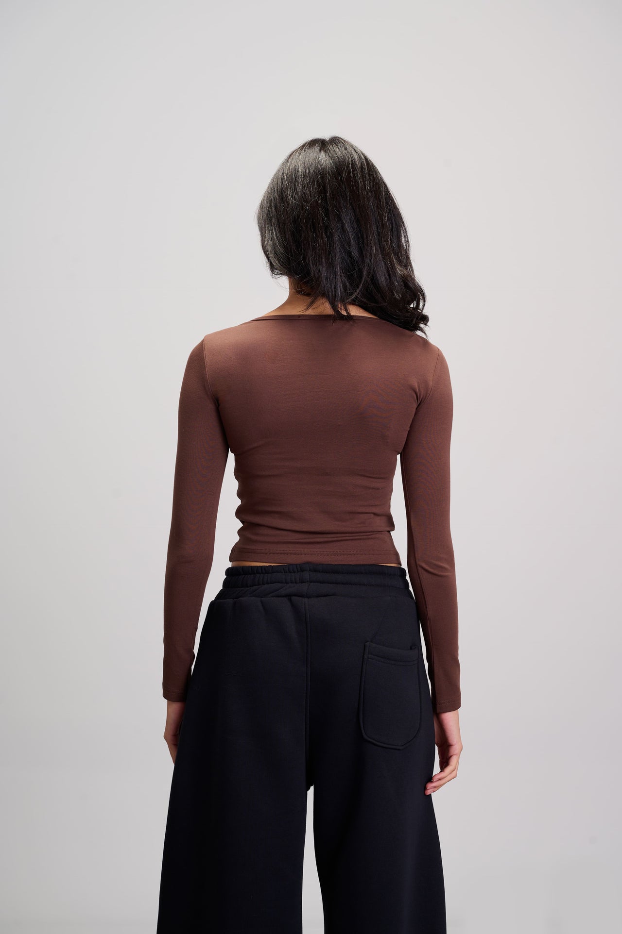 Round Neck Top - Brown
