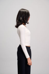 Wide Neck Top - White