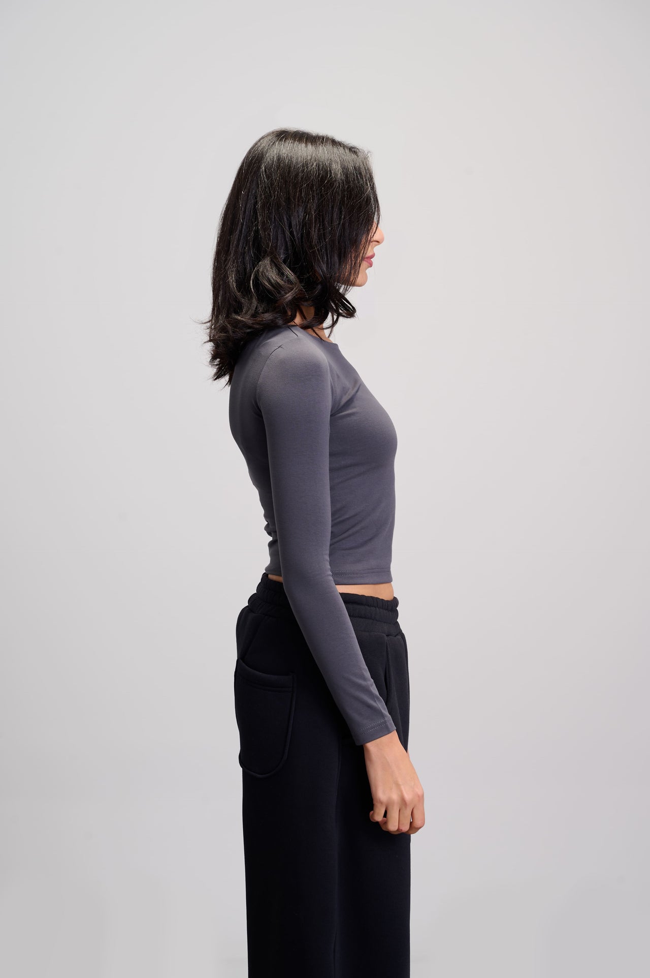 Round Neck Top - Dark Grey