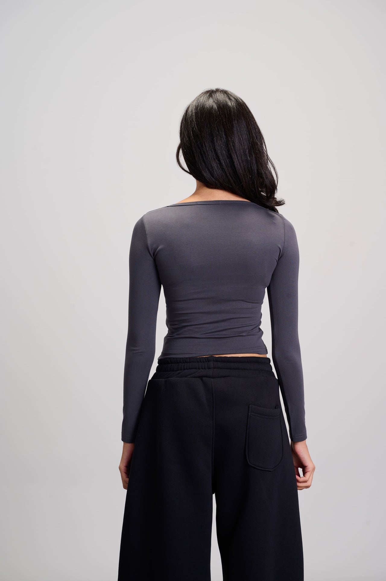 Round Neck Top - Dark Grey