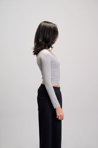 Wide Neck Top - Grey