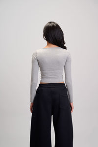 Wide Neck Top - Grey