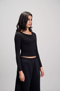 Wide Neck Top - Black