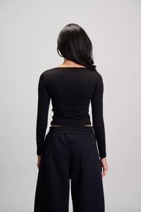 Wide Neck Top - Black
