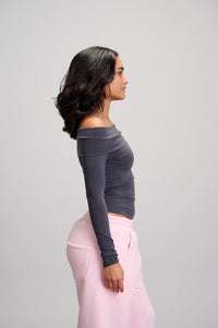 Drop Shoulder Top - Dark Grey