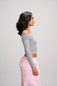 Drop Shoulder Top - Grey
