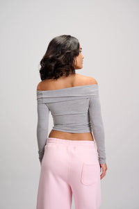 Drop Shoulder Top - Grey