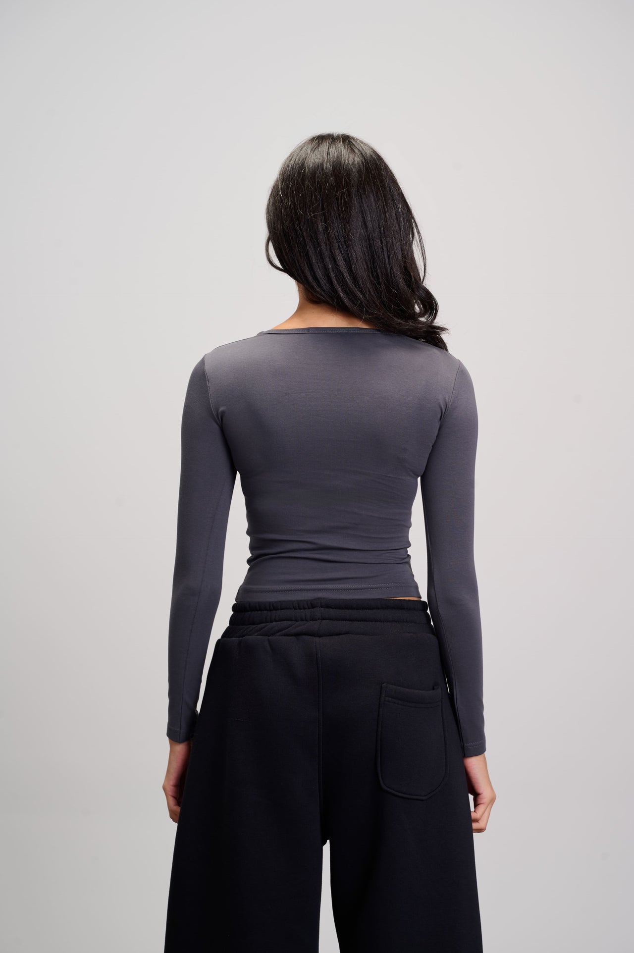 Square Neck Top - Dark Grey