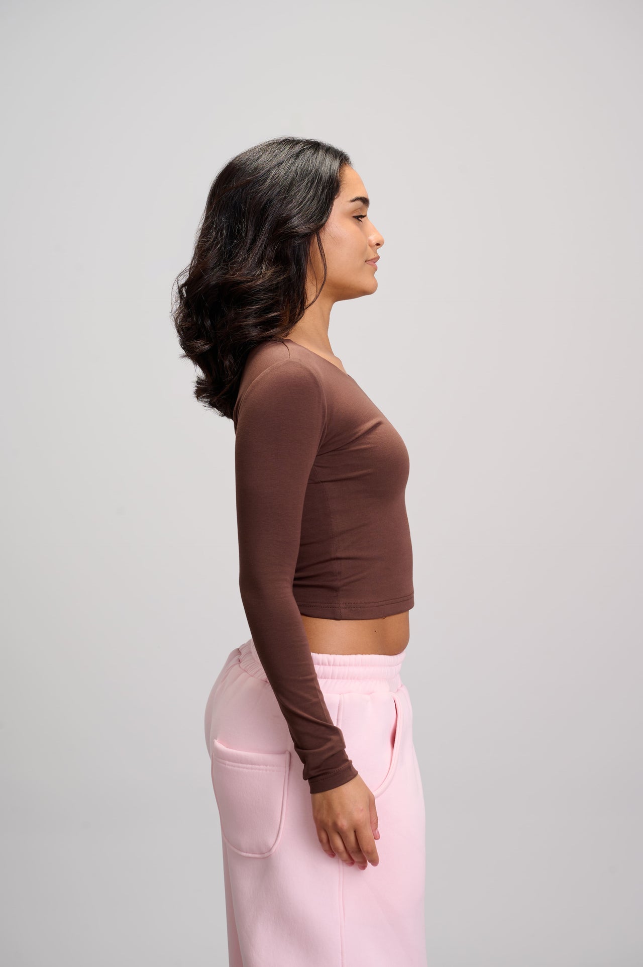 Wide Neck Top - Brown