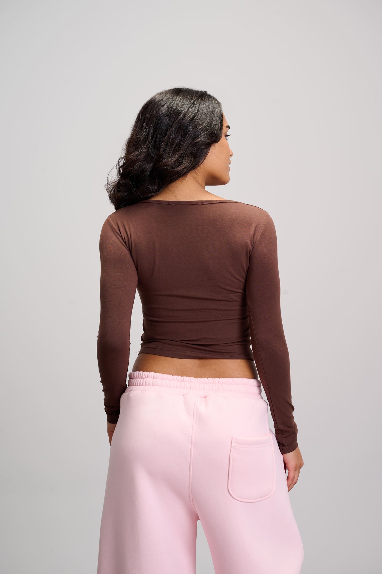 Wide Neck Top - Brown