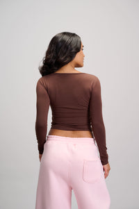 Wide Neck Top - Brown