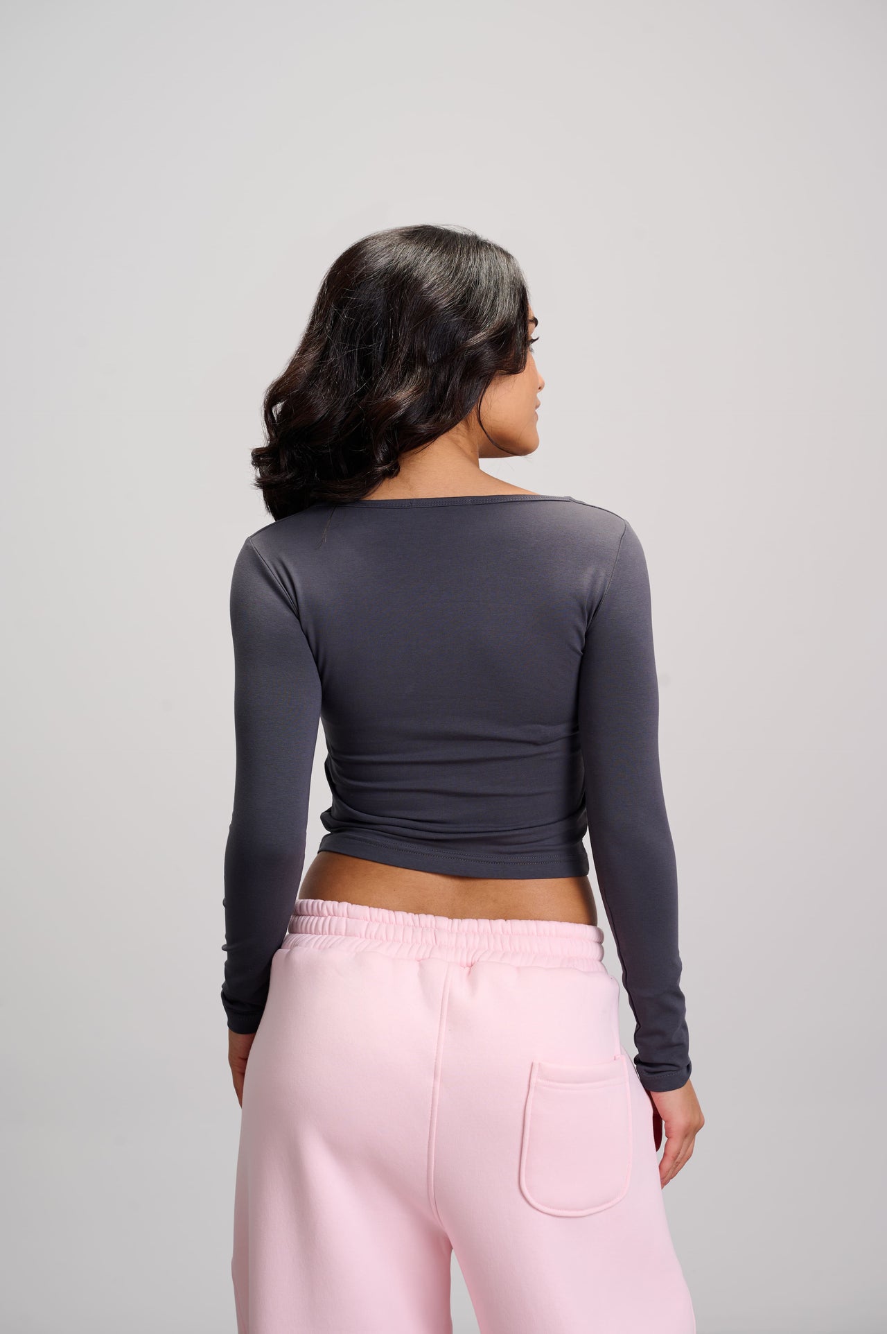 Wide Neck Top - Dark Grey