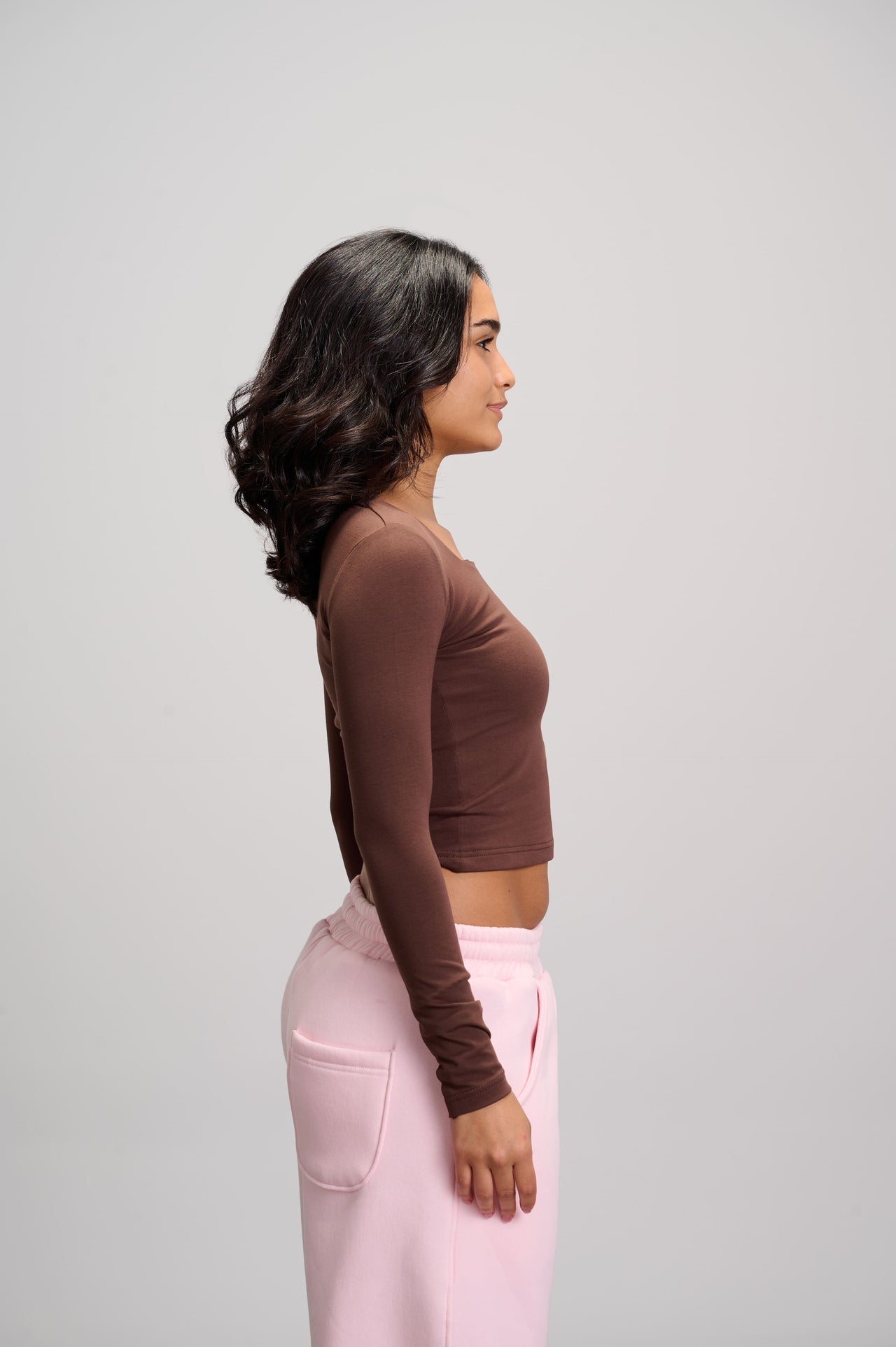 Square Neck Top - Brown