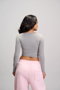 Square Neck Top - Grey