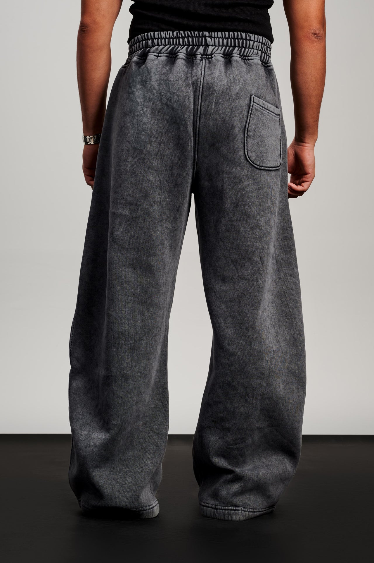 Washed Wide Leg Sweatpants - Grey