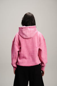 Washed Baggy Hoodie - Pink