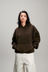 Washed Baggy Hoodie - Brown