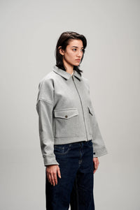 Cropped Wool Jacket - Grey