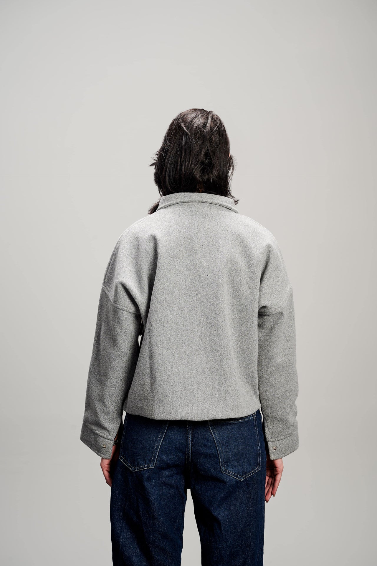 Cropped Wool Jacket - Grey