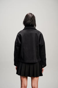 Cropped Wool Jacket - Black