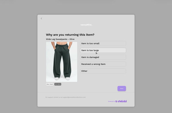 Choose Return/Exchange Reason