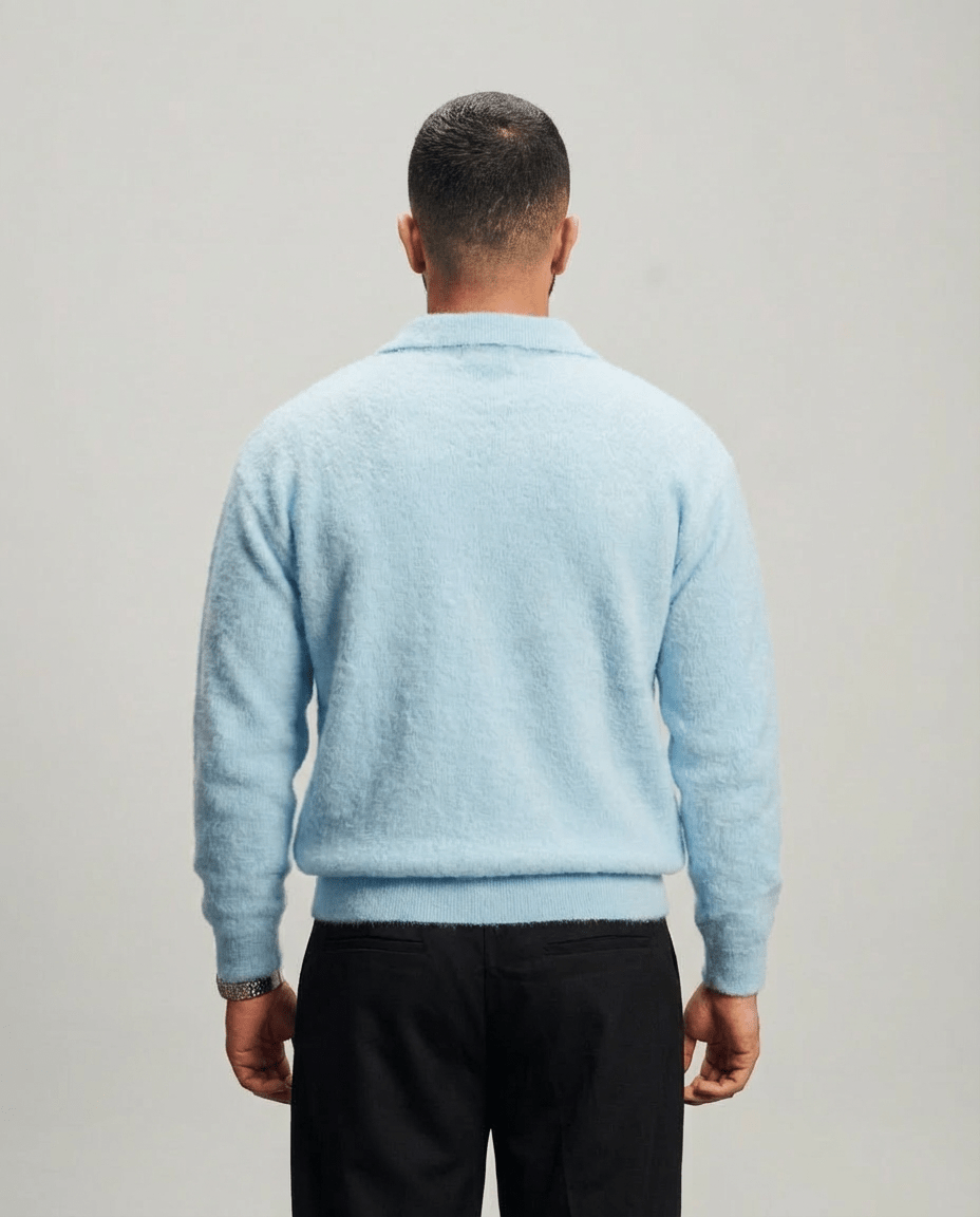 Mohair Knit Polo - Baby Blue