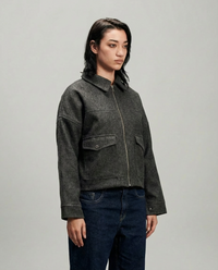 Cropped Wool Jacket - Dark Grey