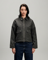 Cropped Wool Jacket - Dark Grey