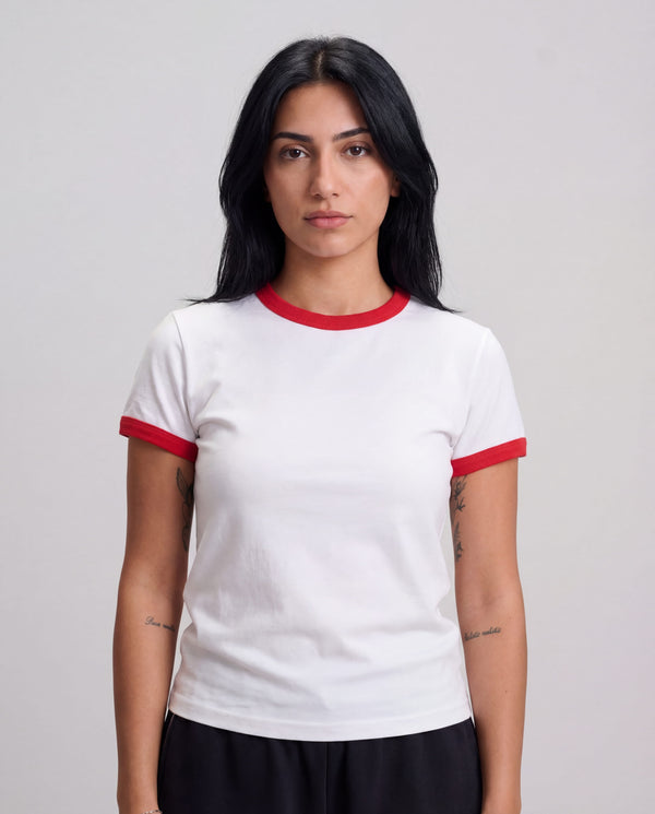 Women Contrast T-Shirt - White x Red