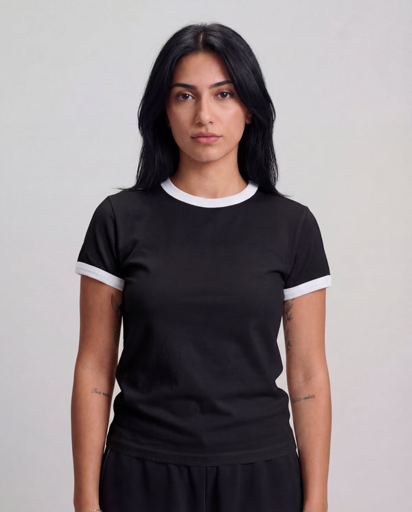 Women Contrast T-Shirt - Black x White
