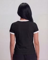 Women Contrast T-Shirt - Black x White