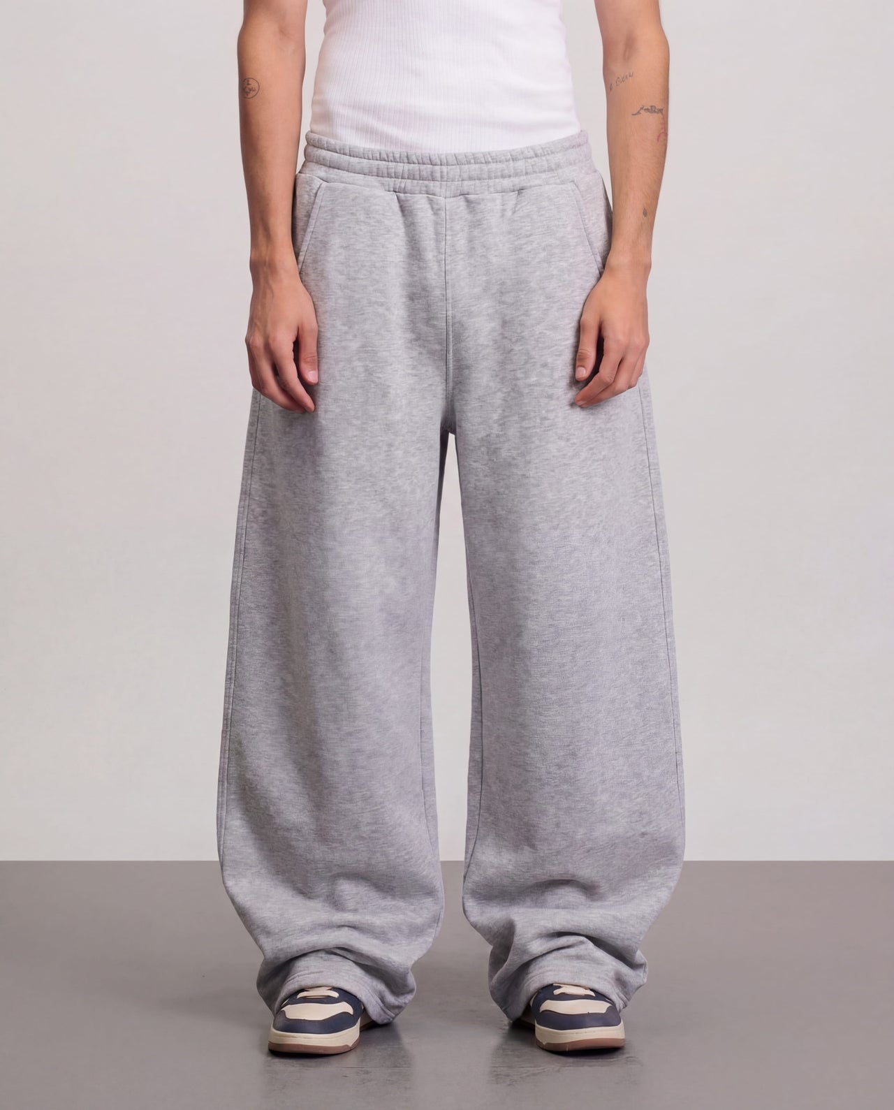 Wide Leg Sweatpants - Light Grey