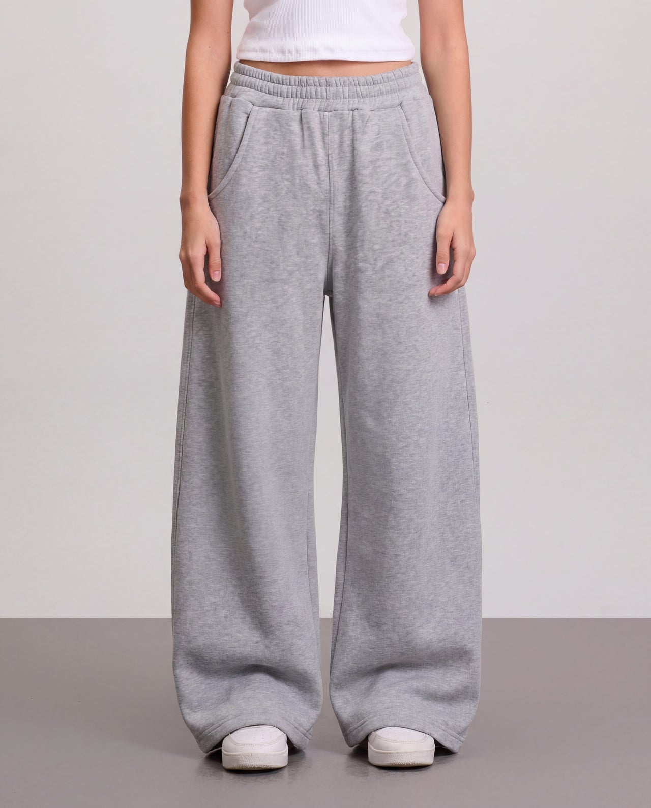 Wide Leg Sweatpants - Light Grey